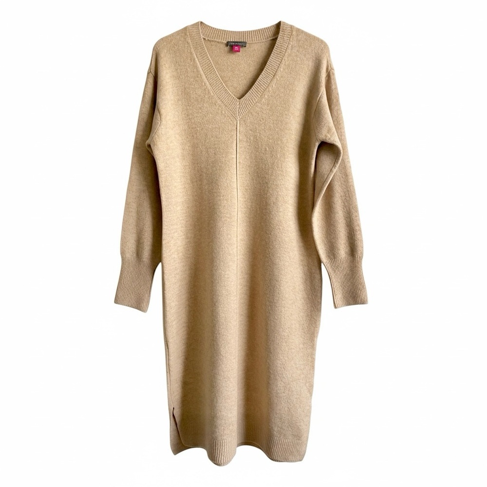 Vince‎ Camuto Beige Knit V-Neck Midi Dress Size Medium